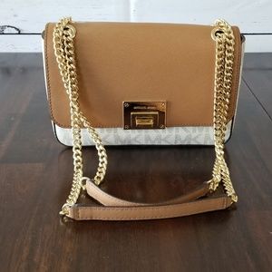 Michael Kors Tina MK Logo Medium Shoulder Vanilla/
